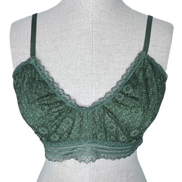 Victoria's Secret Other - Victoria’s Secret Bralette sz L * Green Floral Stretch Lace No Wire Wireless